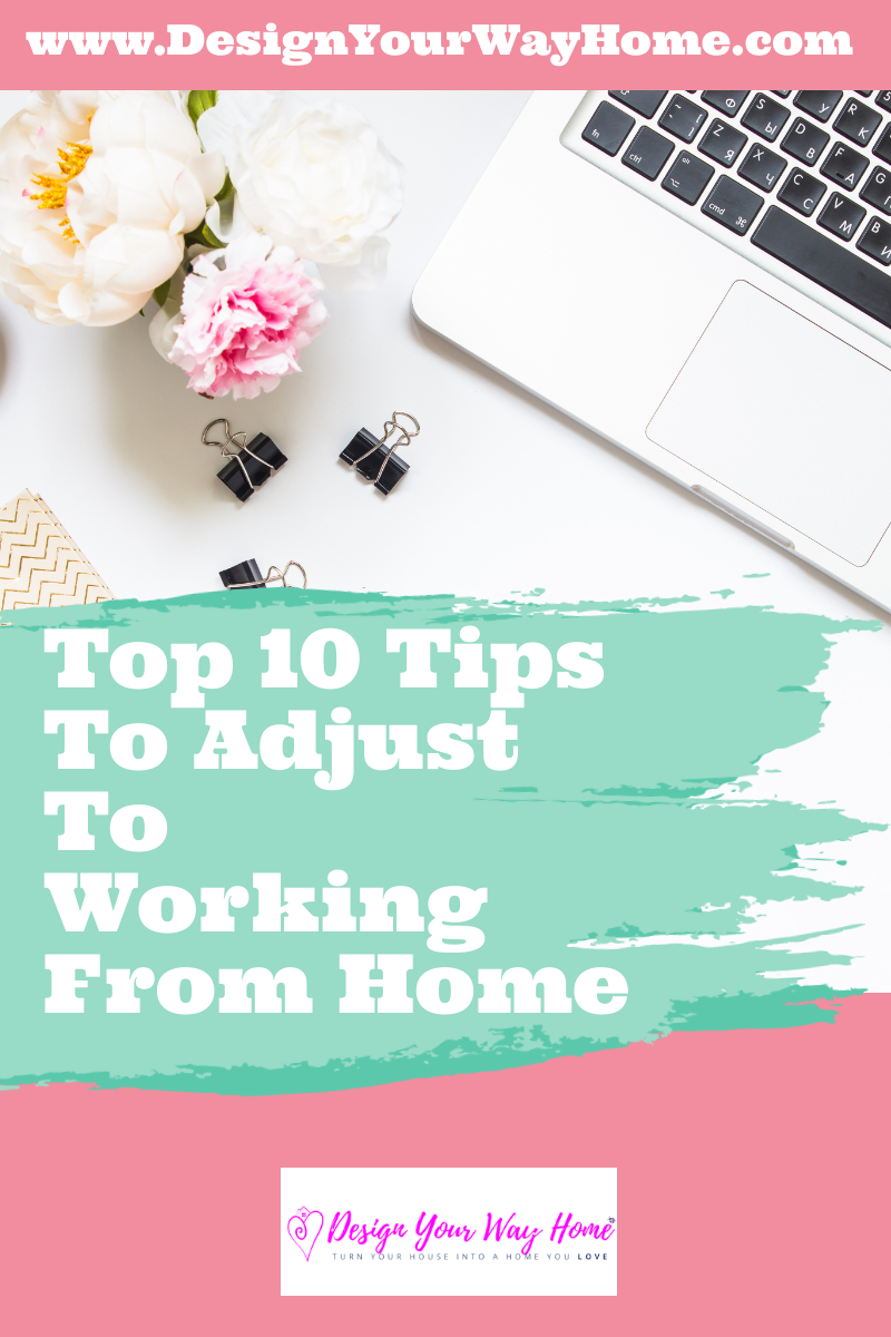 10 tips to help you adjust to working from home. Home office ideas and tips to help you decorate, design and organize your work from home space on a budget. Home office ideas for women and men to help adjust to telecommuting and increase productivity. Grab the free Perfect Home Office Checklist!